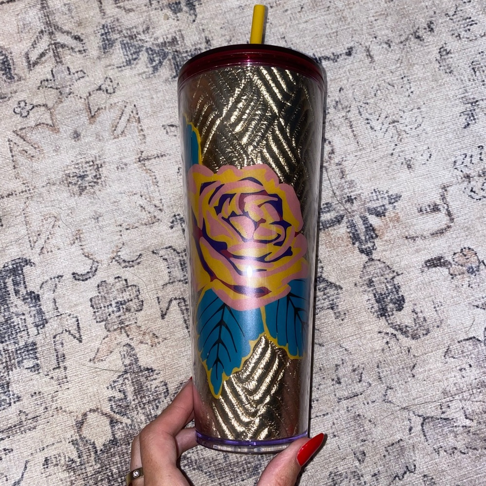Gold rose Starbucks tumbler